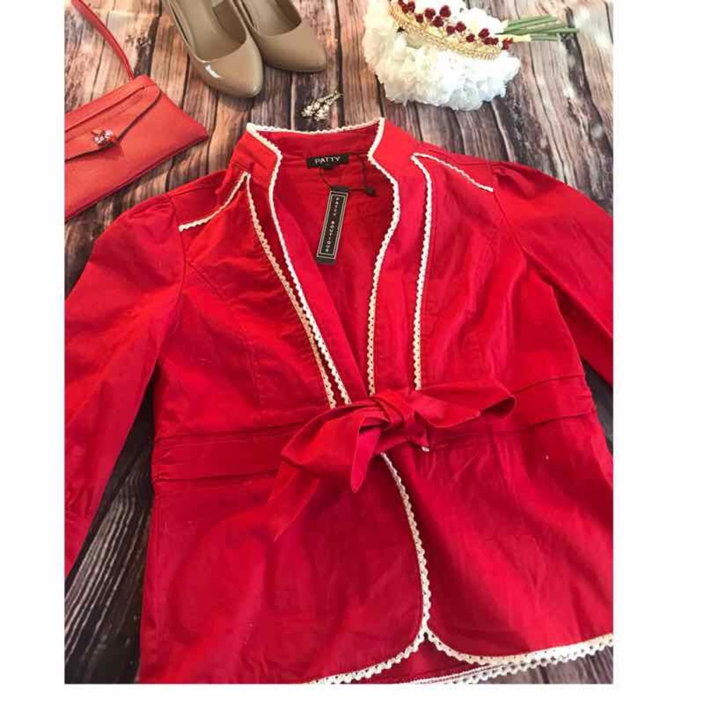 🌹 New Patty Boutique red Blazer Jacket Small 🛍